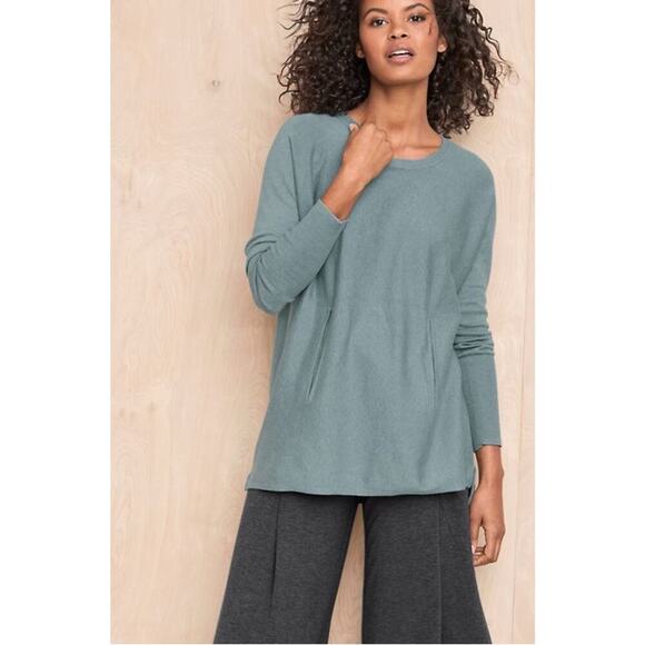 Garnet Hill Sweaters - Garnet Hill Medium Blue Knit Pocket Detail 100% Organic Cotton Tunic Sweater